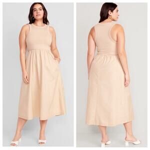 Old Navy High Neck Fit and Flare Midi Dress in Desert Floor - Size XL